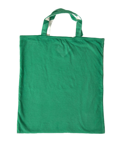 Green Jersey Fabric Logo Shoulder Shopping Tote Shopping Bag