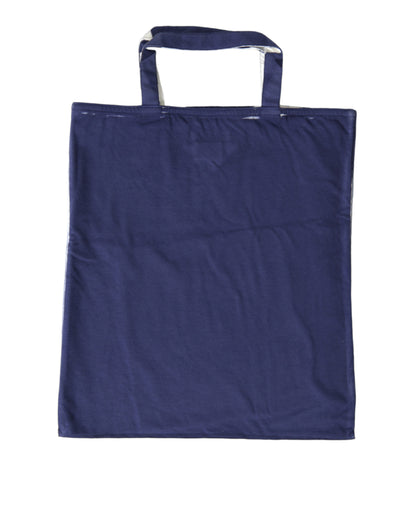 Blue Jersey Fabric Logo Shoulder Shopping Tote Shopping Bag