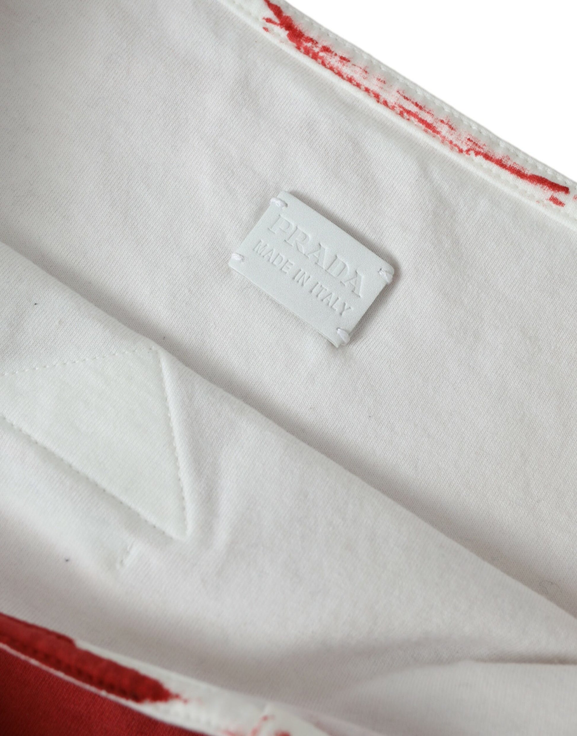 Red Jersey Fabric Logo Shoulder Shopping Tote Bag