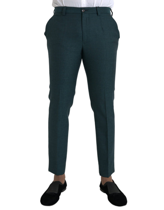 Green Wool Skinny Slim Dress Pants