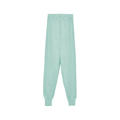 Green Wool Blend Women Pants
