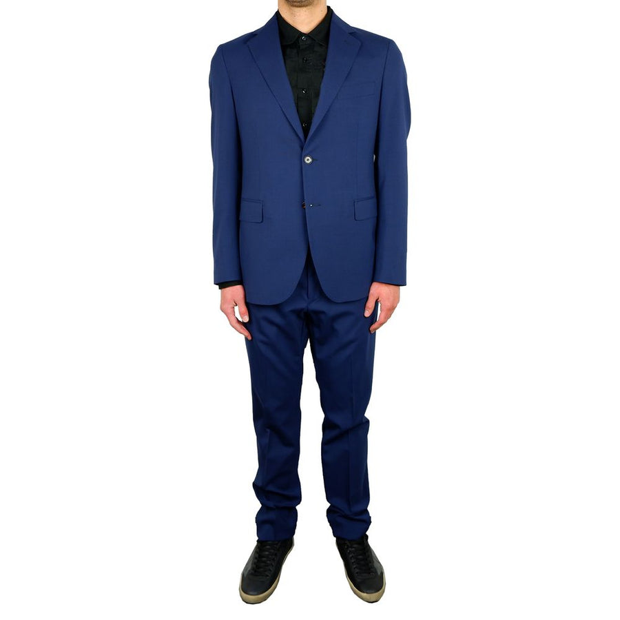 Blue Wool Men Suit