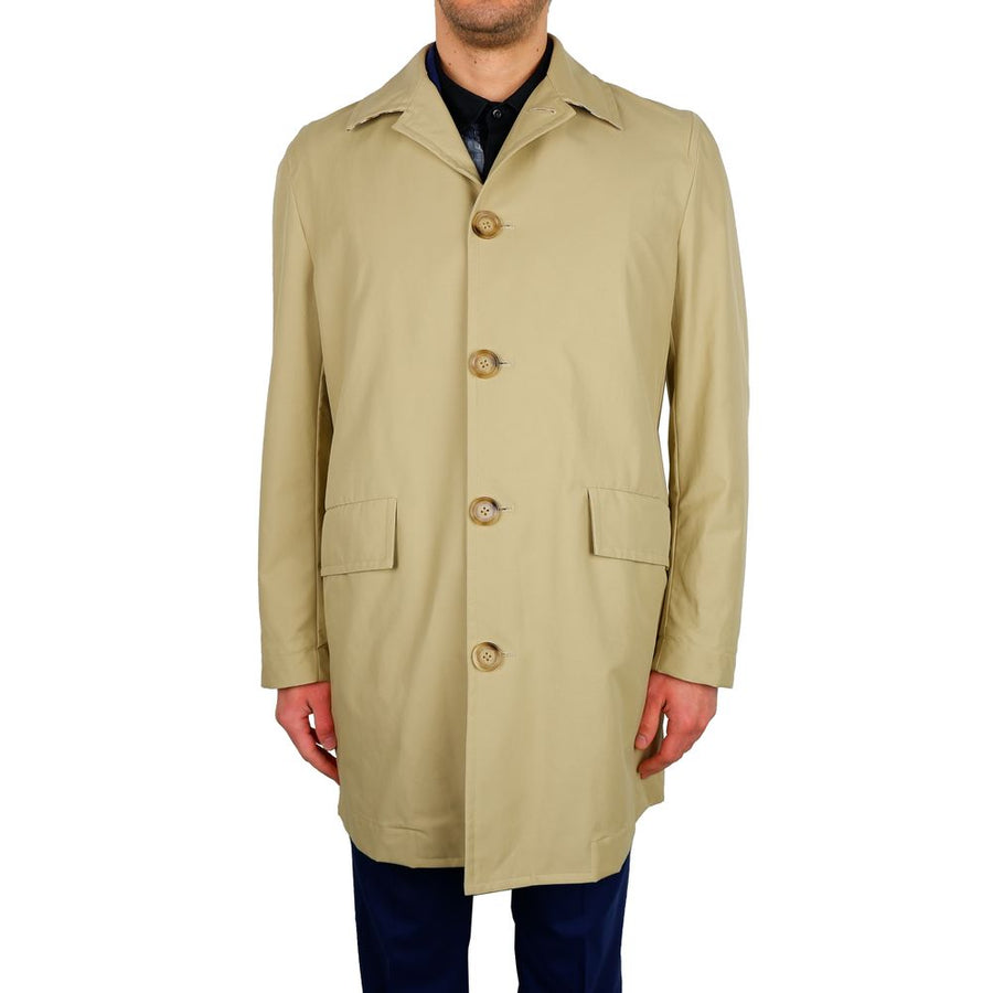 Beige Cotton Men Trench Coat