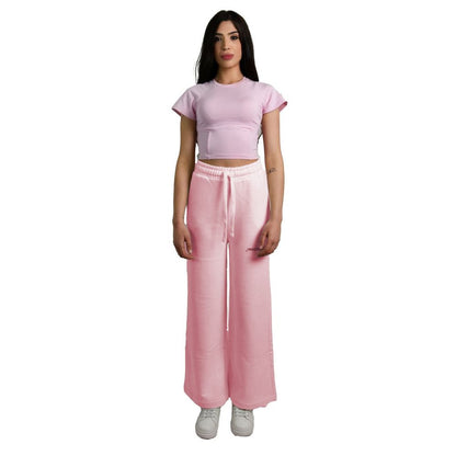 Pink Cotton Women Palazzo Pants