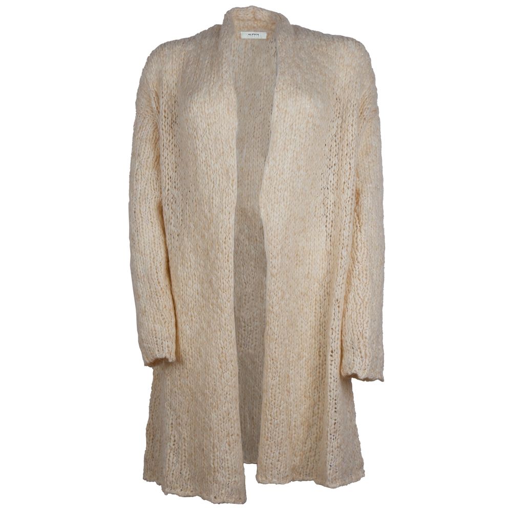 Beige Alpaca Wool Women Dress