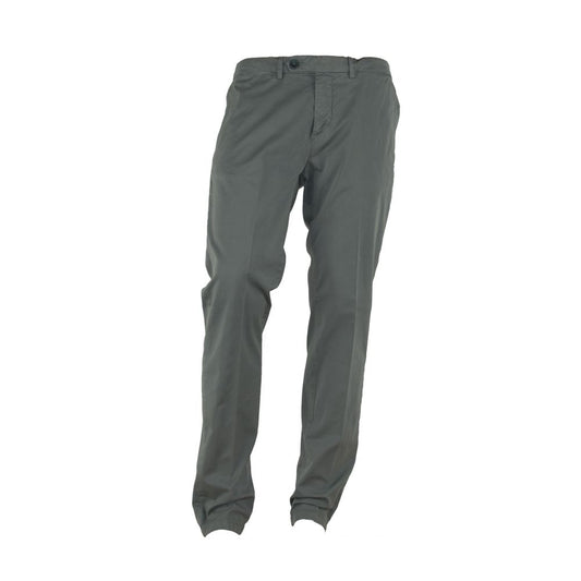 "Gray Cotton Men Trouser with Italian Craftsmanship"
