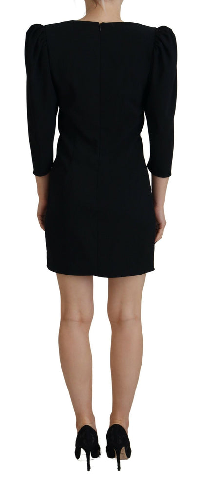 Black Polyester Long Sleeves Bodycon Sheath Dress