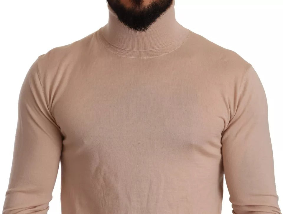 Beige Cashmere Turtleneck Pullover Sweater