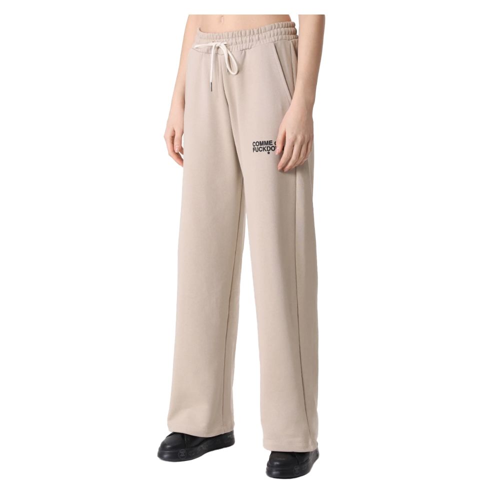 Beige Cotton Women Palazzo Pants