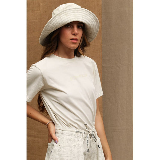 "White Cotton Women T-Shirt"