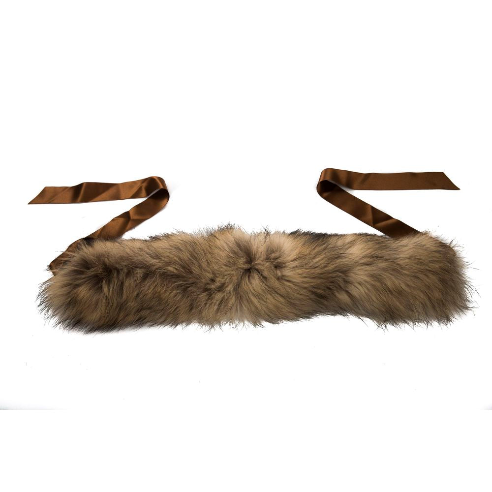 Brown Raccoon Fur Women Neckwarmer