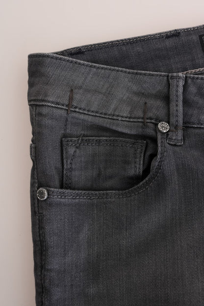 Gray Cotton Slim Fit Denim Jeans