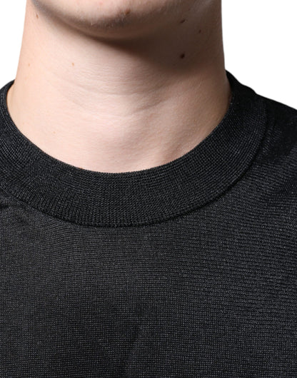 Black Polyester Pullover Sweatshirt Sweater