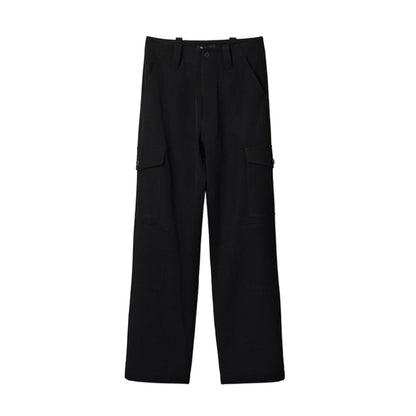 Black Polyester Cropped Pants