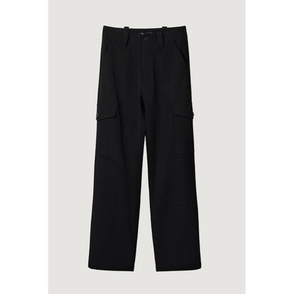 Black Polyester Cropped Pants