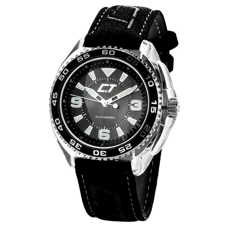 Black Leather Sport Watch