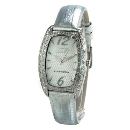 Silver Leather Dress Watch