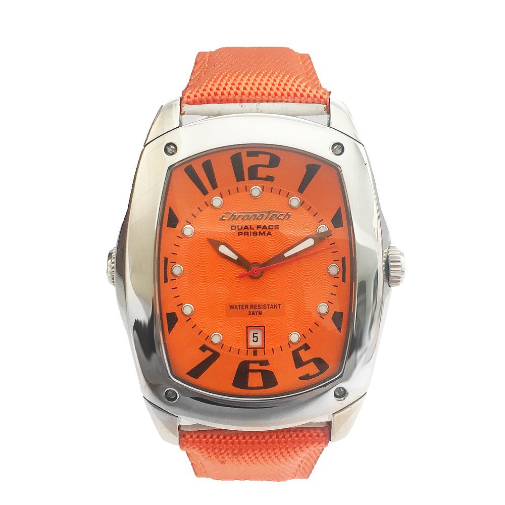 Orange Leather Dress Watch