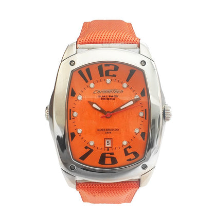 Orange Leather Dress Watch