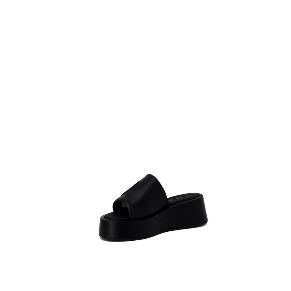 Black Leather Slippers