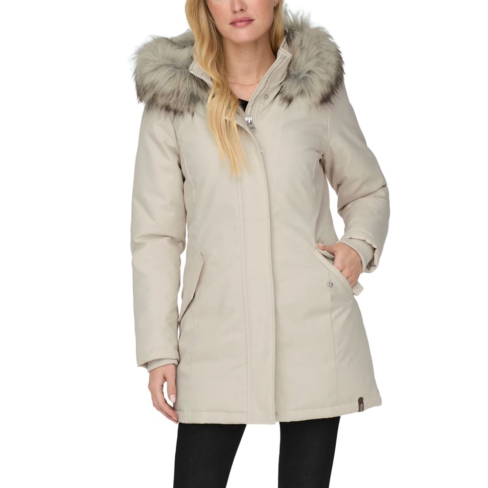 Beige Polyester Parka