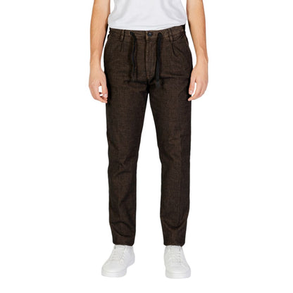 Brown Cotton Casual Pants