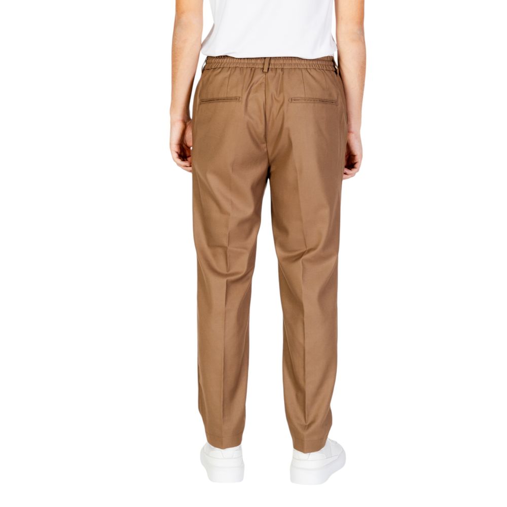 Beige Polyester Casual Pants