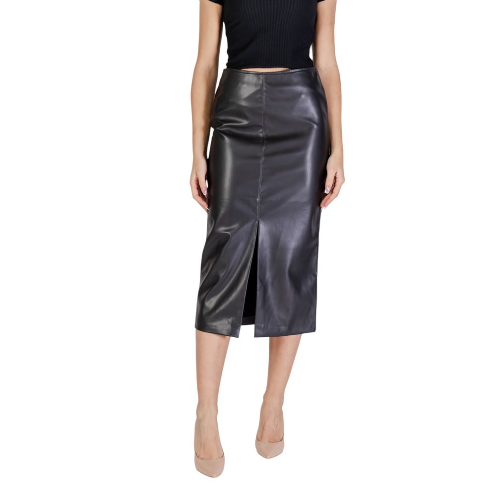 Black Polyester Long Skirt
