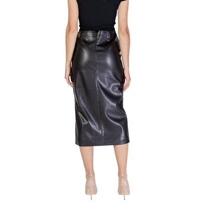 Black Polyester Long Skirt