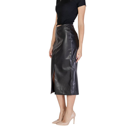Black Polyester Long Skirt