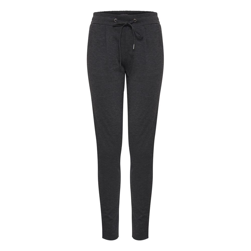 Gray Polyester Casual Pants