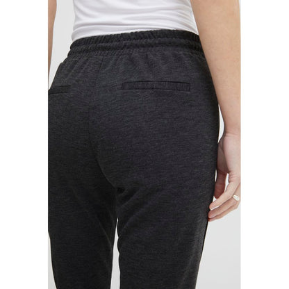 Gray Polyester Casual Pants