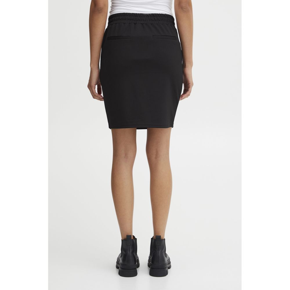 Black Polyester Mini Skirt