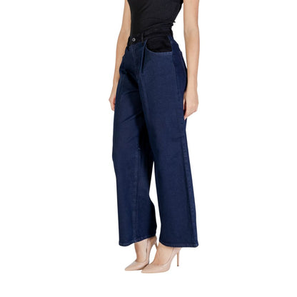 Blue Cotton Casual Pants