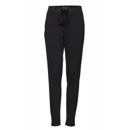 Black Polyester Casual Pants
