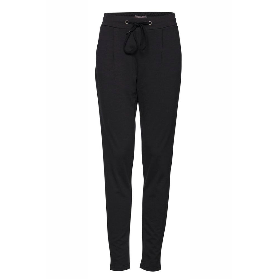 Black Polyester Casual Pants