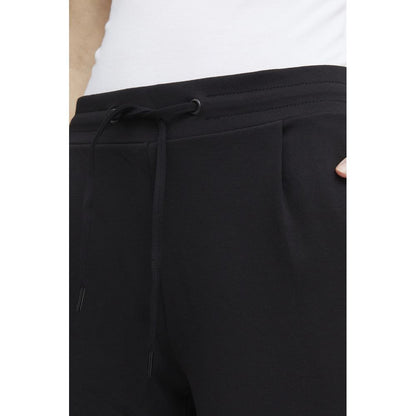 Black Polyester Casual Pants