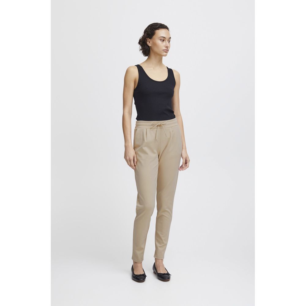 Beige Polyester Pants