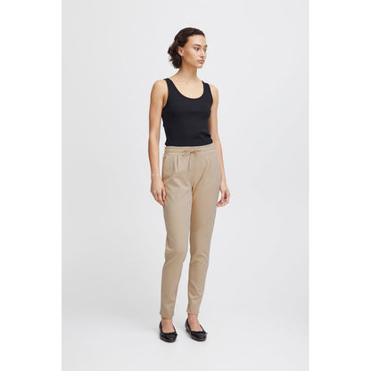 Beige Polyester Pants