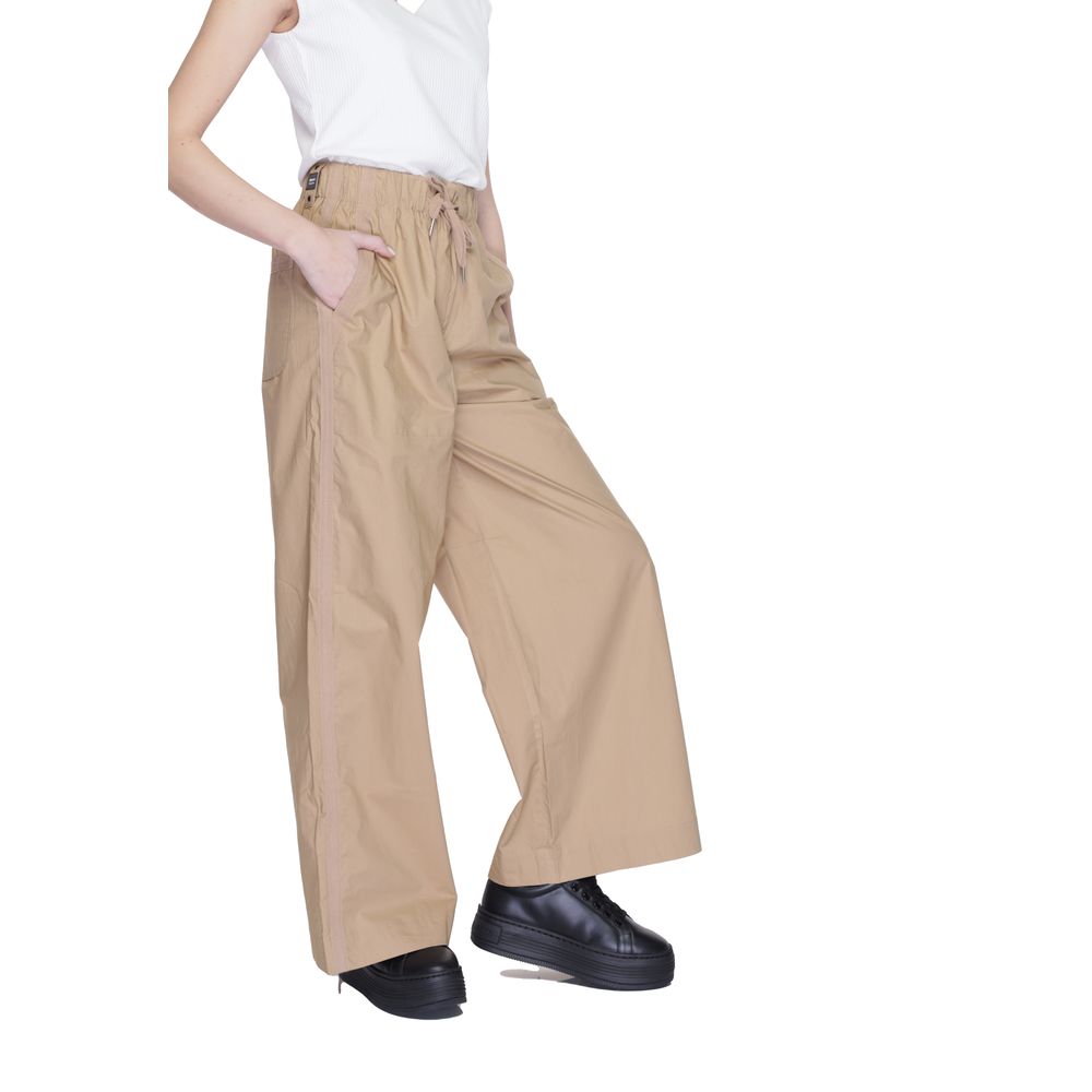 Beige Cotton Casual Pants
