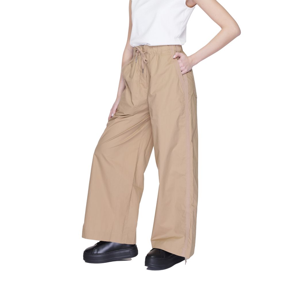Beige Cotton Casual Pants