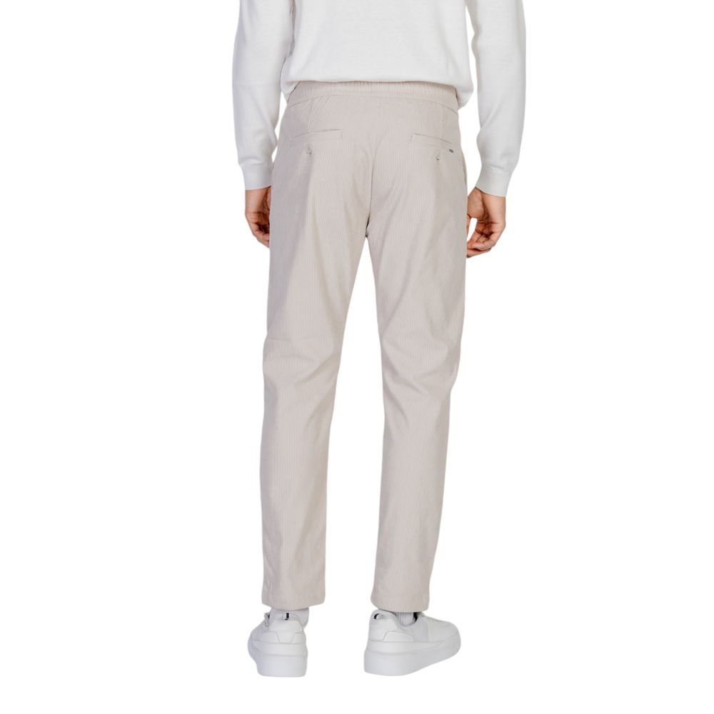 Beige Polyester Casual Pants
