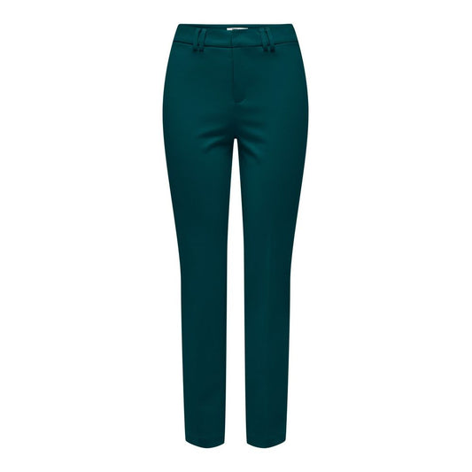 Green Polyester Casual Pants
