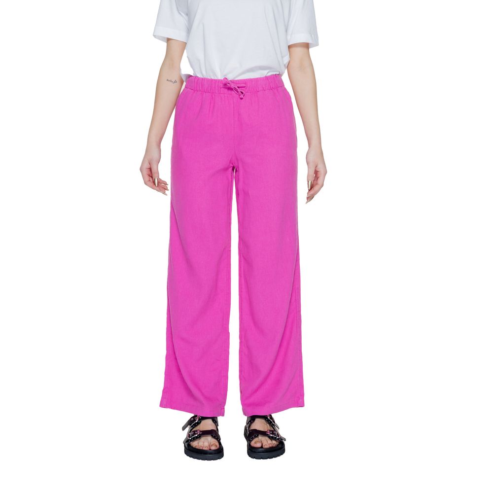 Pink Linen Casual Pants