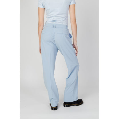 Blue Polyester Casual Pants
