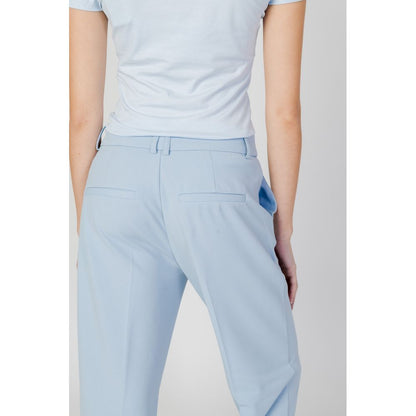 Blue Polyester Casual Pants