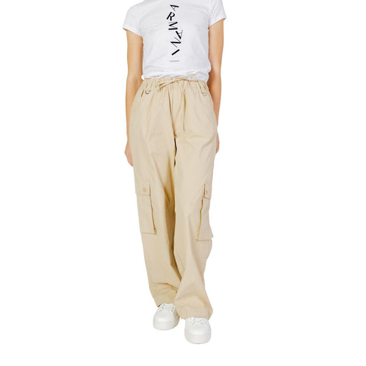 Beige Cotton Cargo Pants