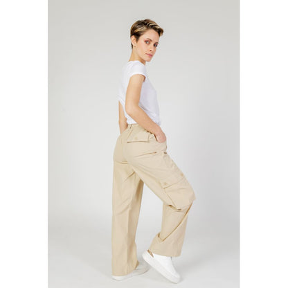 Beige Cotton Cargo Pants