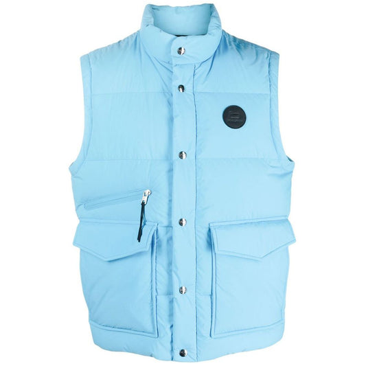 Blue Polyester Men Vest