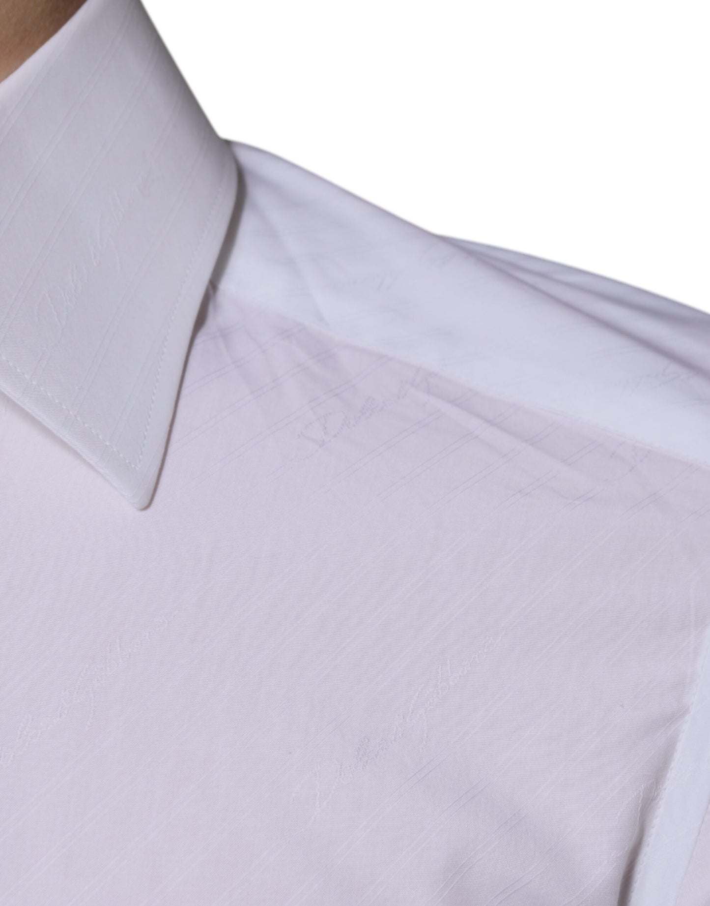 White Cotton Long Sleeve GOLD Dress Shirt